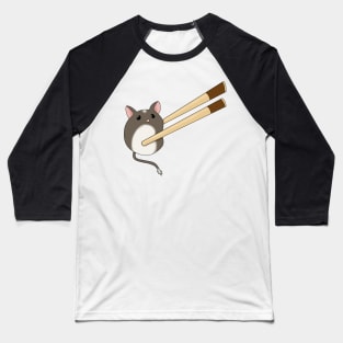 Cute brown gerbil mochi with chopsticks Baseball T-Shirt